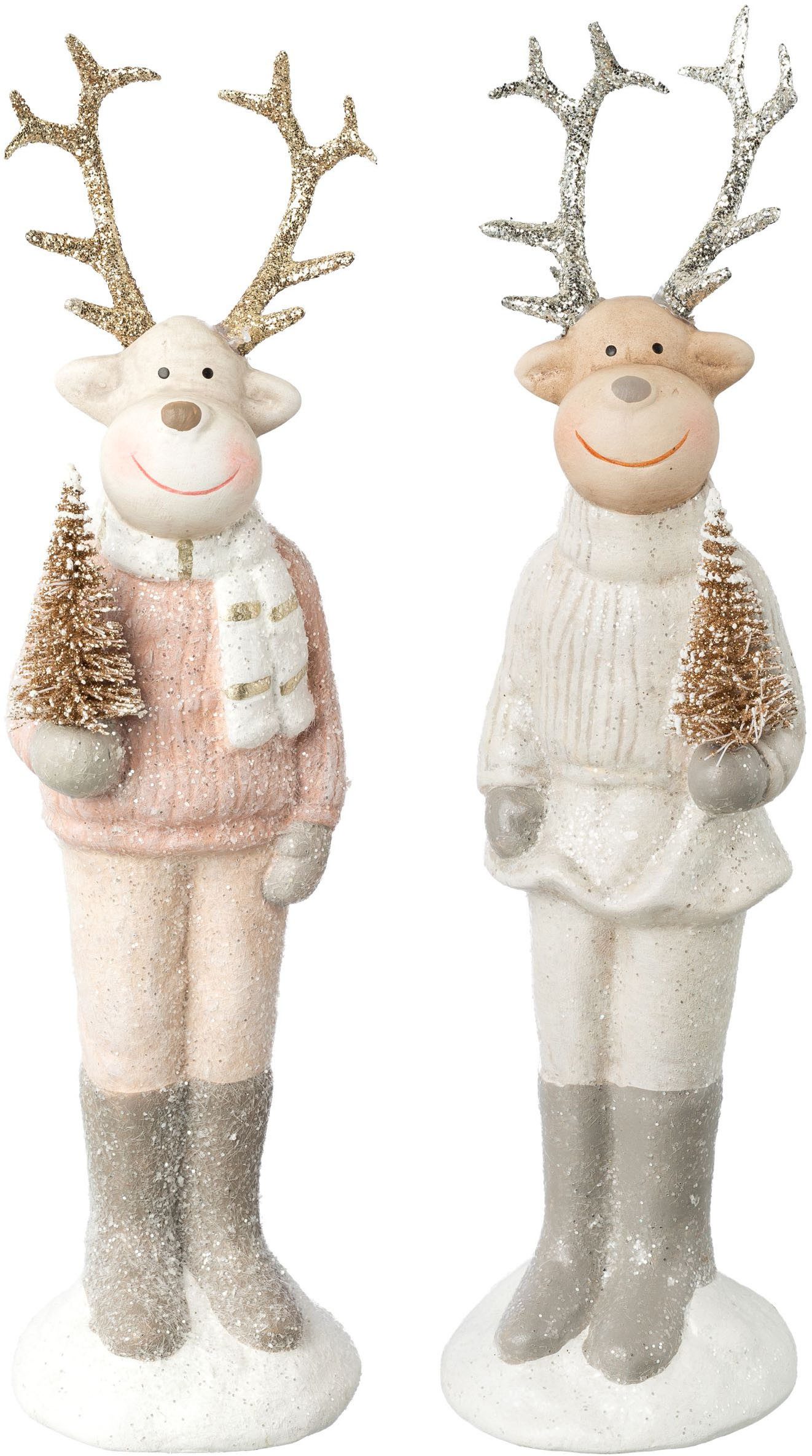 Creativ home Weihnachtsfigur Hirsch (2 St), mit dezentem Glitzer-Finish