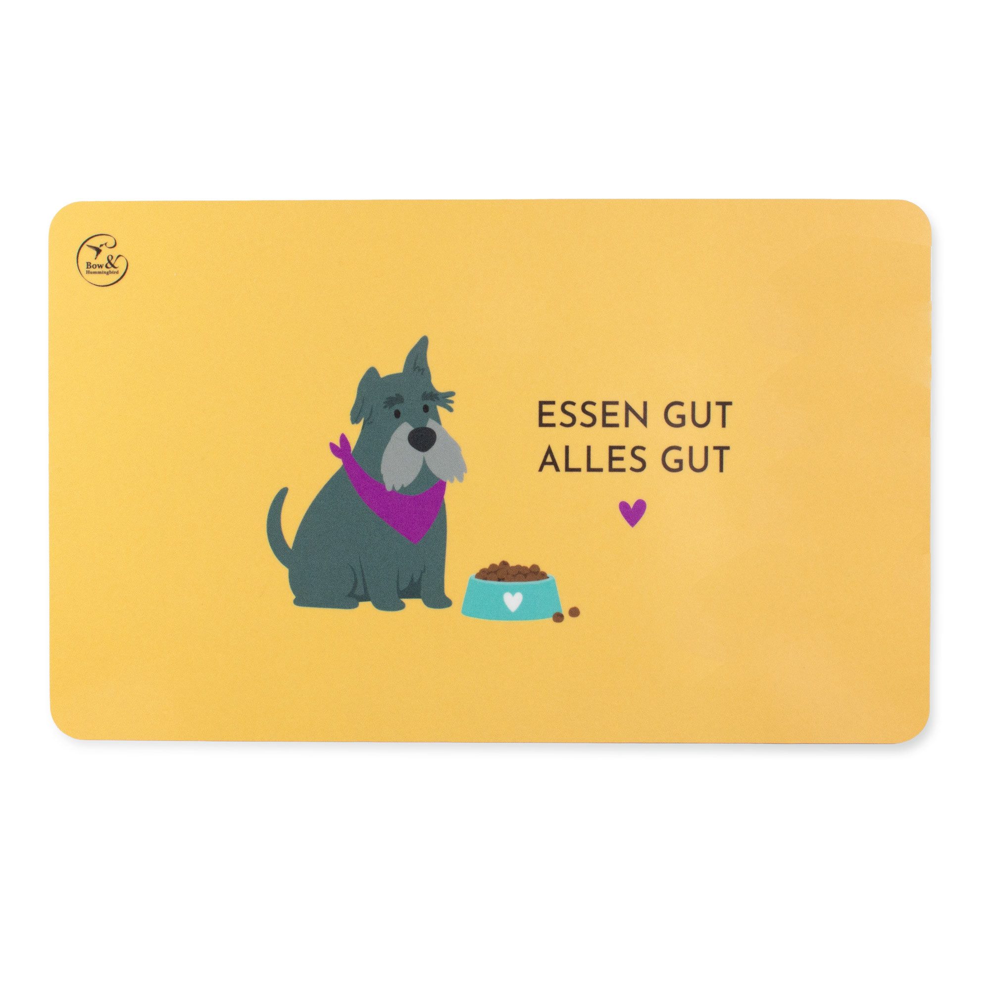 Bow & Hummingbird Frühstücksbrett Frühstücksbrettchen Melamin Hund „Essen gut, alles gut“, Melamin, (süßes Brettchen 23,5 × 14,5 cm), Spülmaschinengeeignet