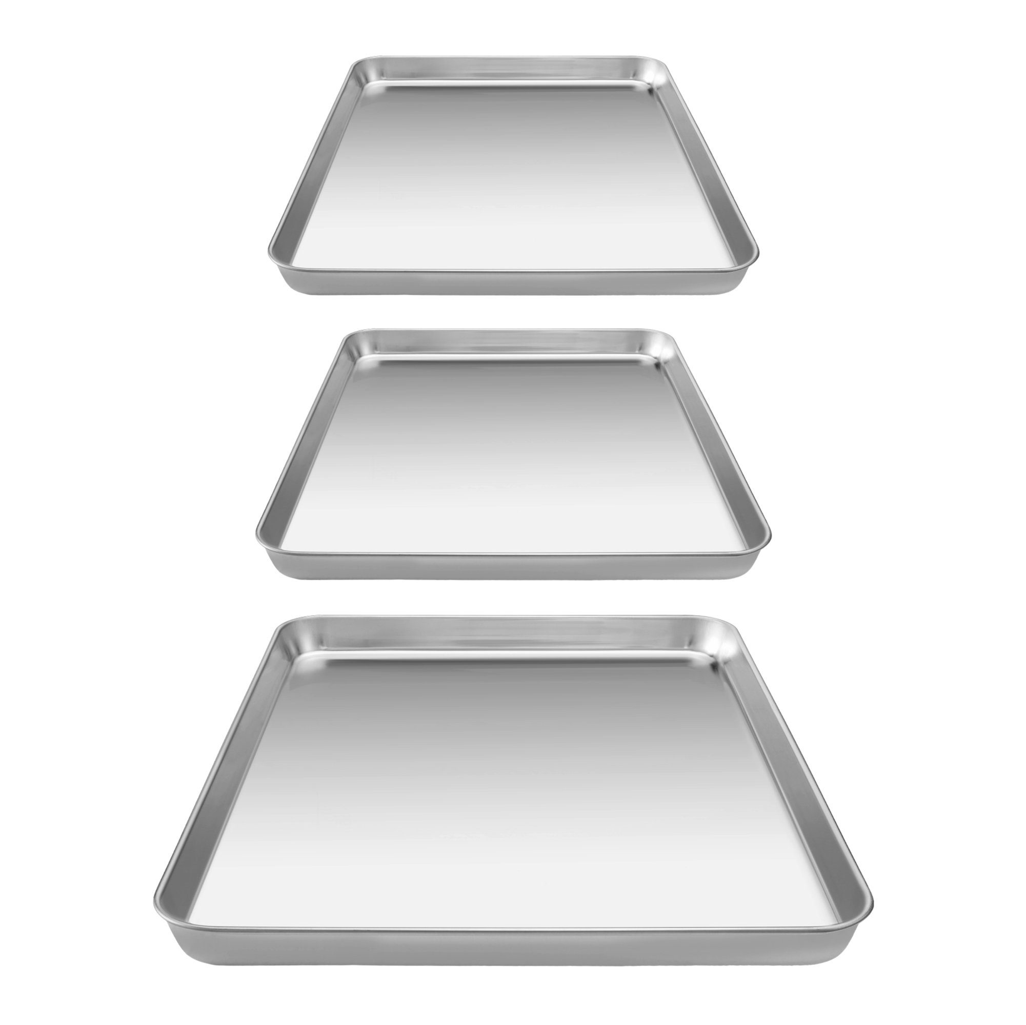 Backblech Navaris mit 3x Panierschale Edelstahl - Kühlrost, 3-teilig Set Backblech aus hohes Edelstahl