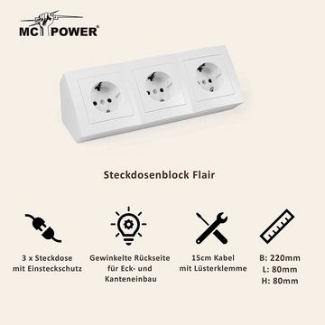 McPower MC POWER Flair Steckdosenblock Ecksteckdose Unterbausteckdose 230V/16A Mehrfachsteckdose