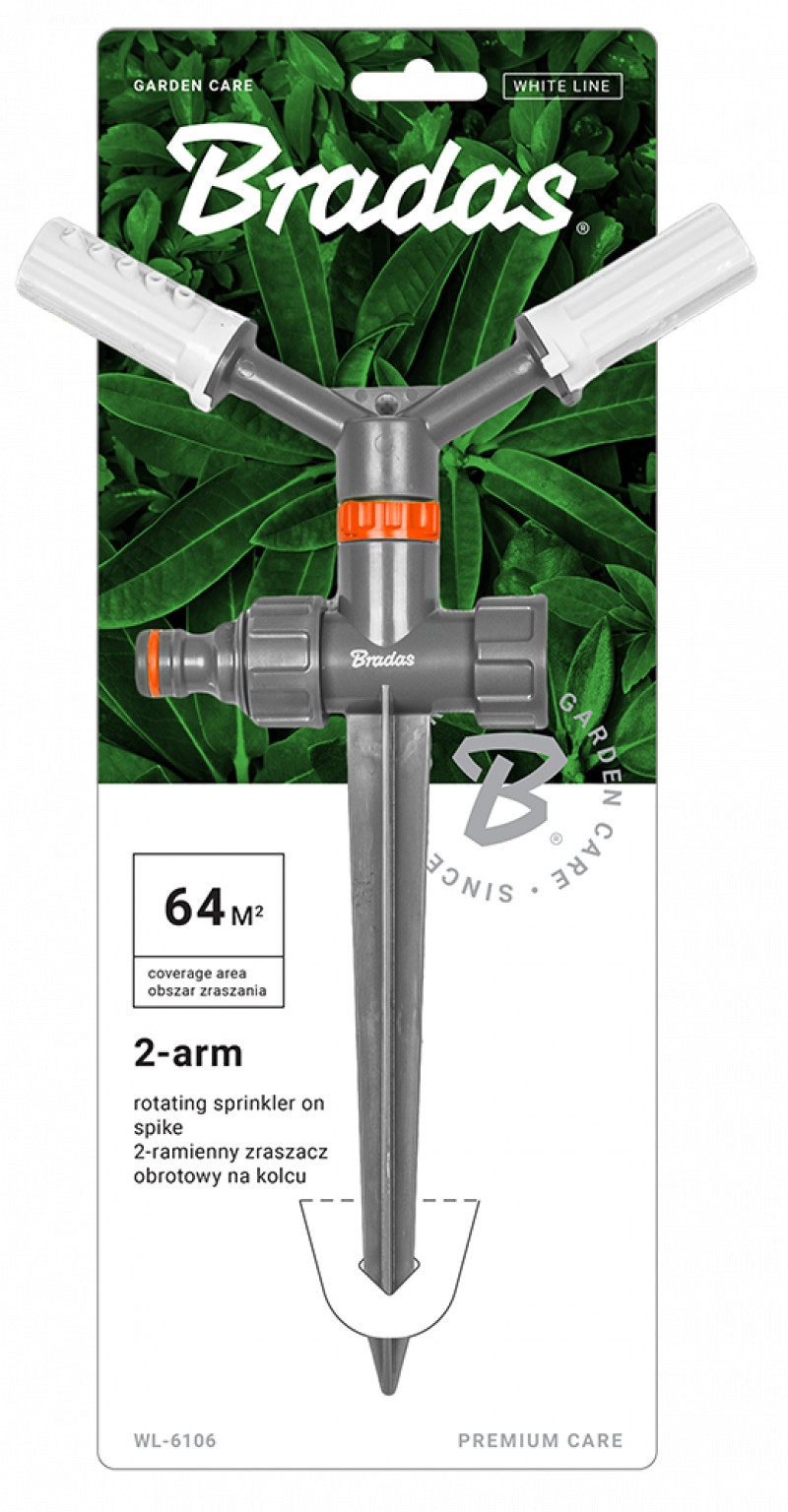 Bradas Flächenregner WL-6106 WHITE LINE 2-armiger rotierender Sprinkler bis zu 153 m², (1-St)