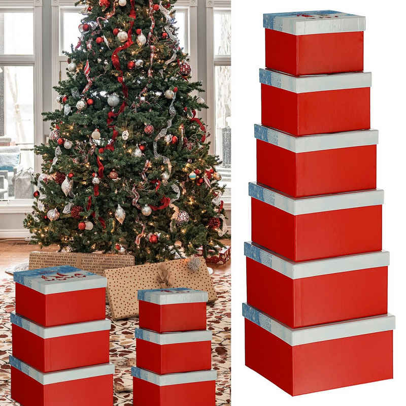 CEPEWA Geschenkbox Boxenset 6tlg ´Frohe Weihnachten´ rot Geschenkboxen Schachteln Boxen
