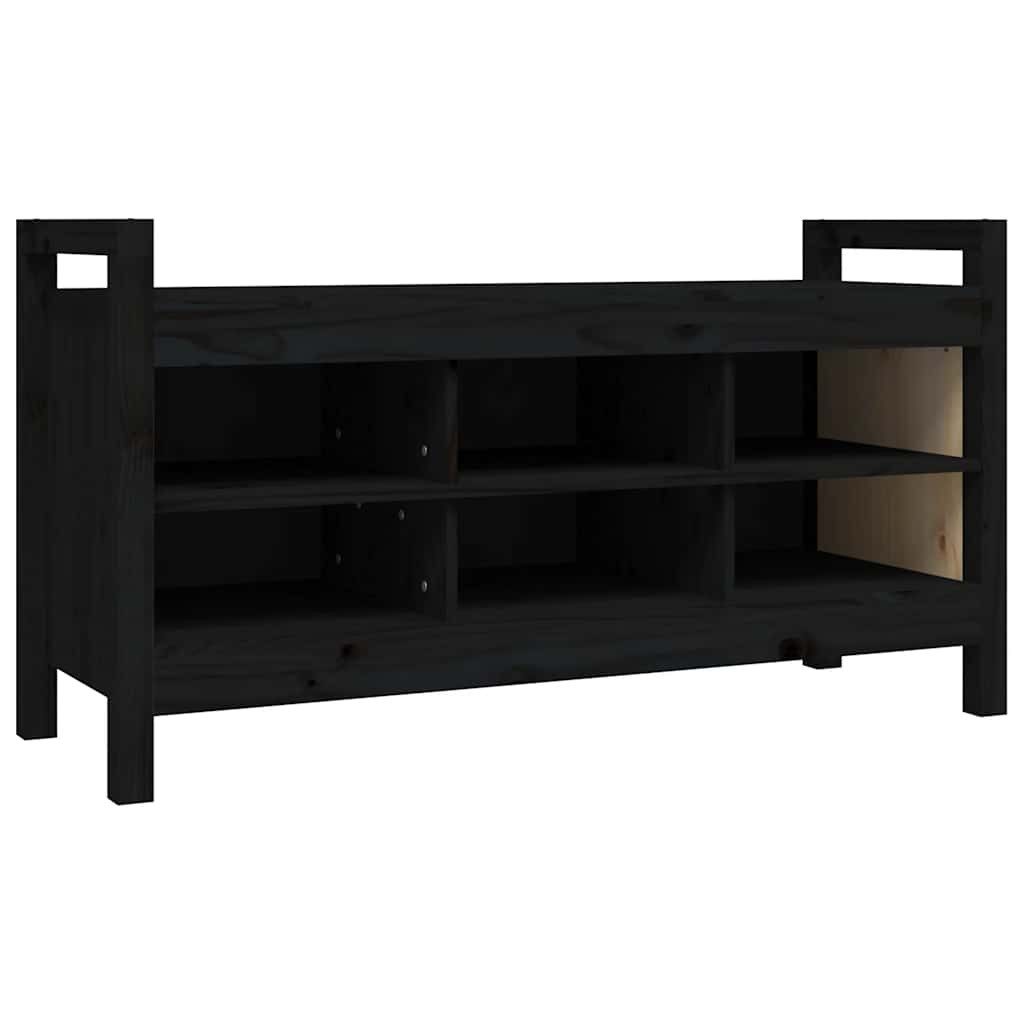 furnicato Truhenbank Flurbank aus massivem Kiefernholz 110 x 40 x 60 cm Schwarz