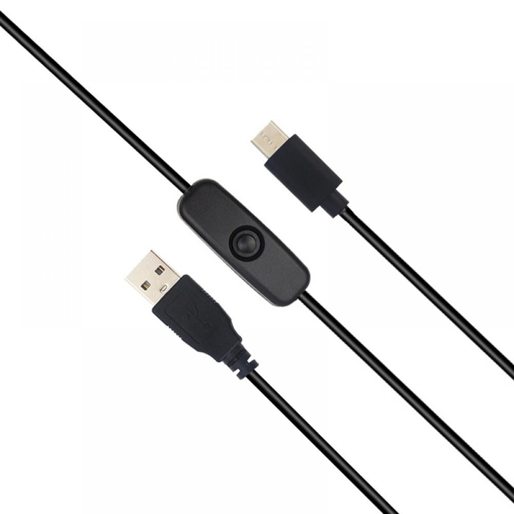USB DC-Kabel mit Schalter A Stecker - USB Typ C Stecker 1,0m schwarz USB-Kabel