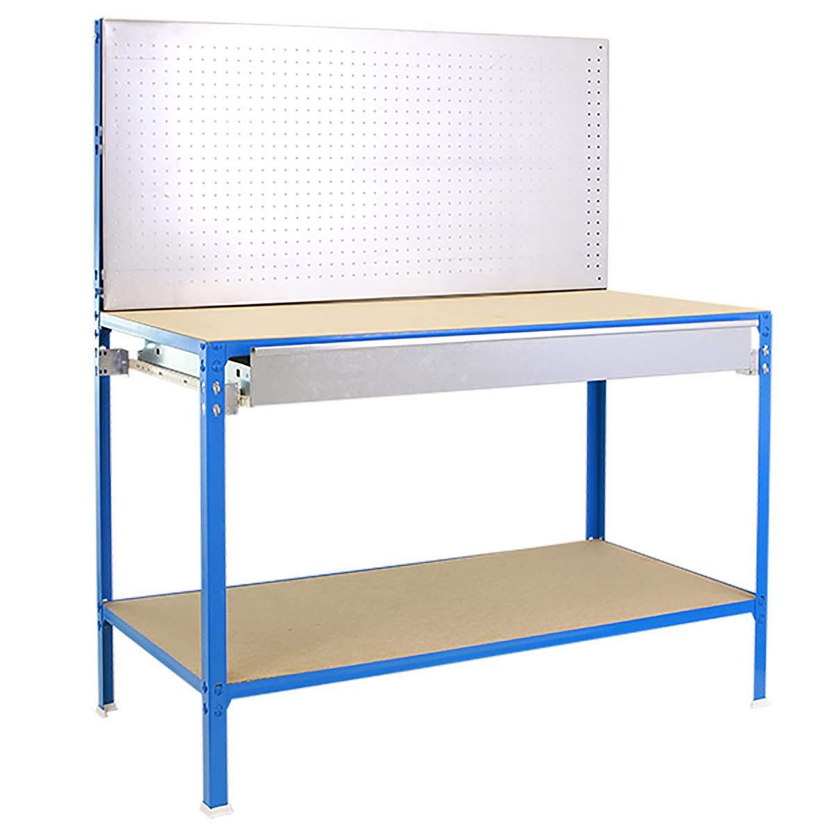PROREGAL® Werkbank Werkbank Bufallo Light mit Lochwand & 2 Ebenen Traglast 360kg Verzinkt