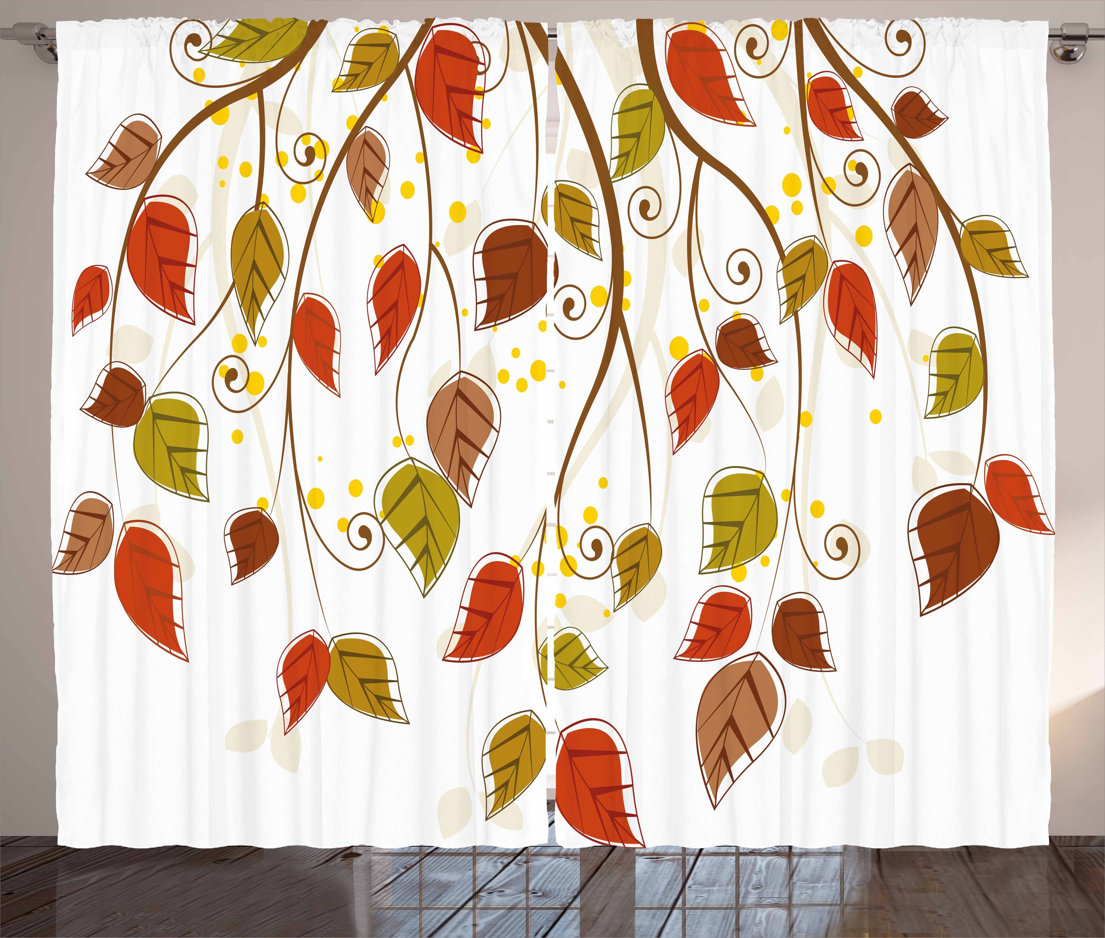 Gardine Schlafzimmer Kräuselband Vorhang mit Schlaufen und Haken, Abakuhaus, Herbst Branchen-Blätter-Fall