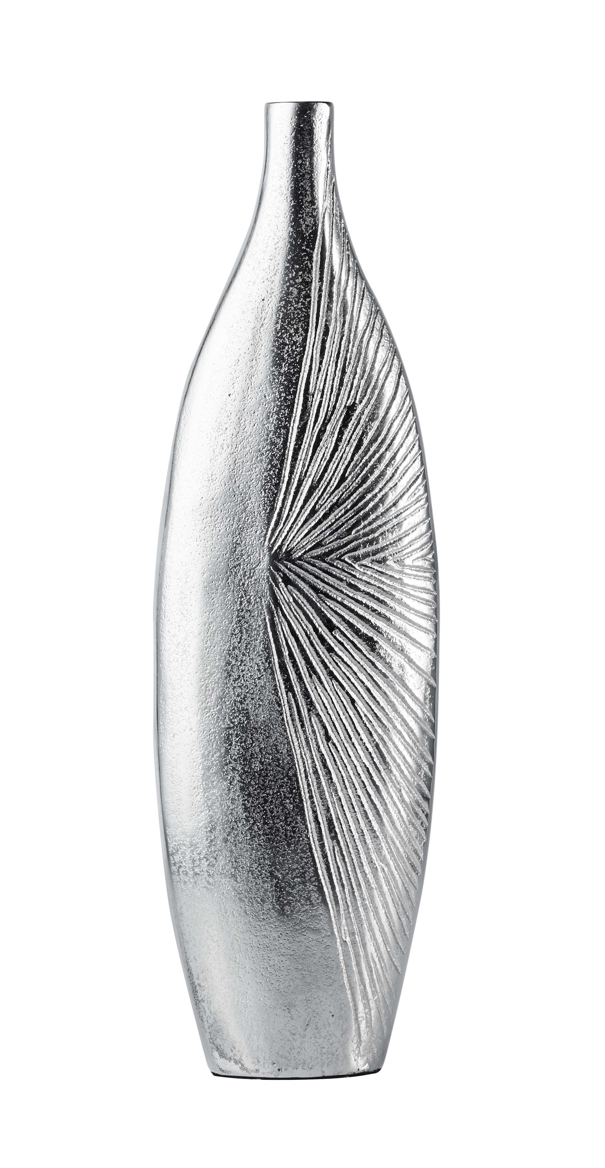 MichaelNoll Dekovase Vase Dekovase Aluminium Silber Groß, Deko Modern aus  Metall, für Wohnzimmer, Schlafzimmer und Küche, 44 cm