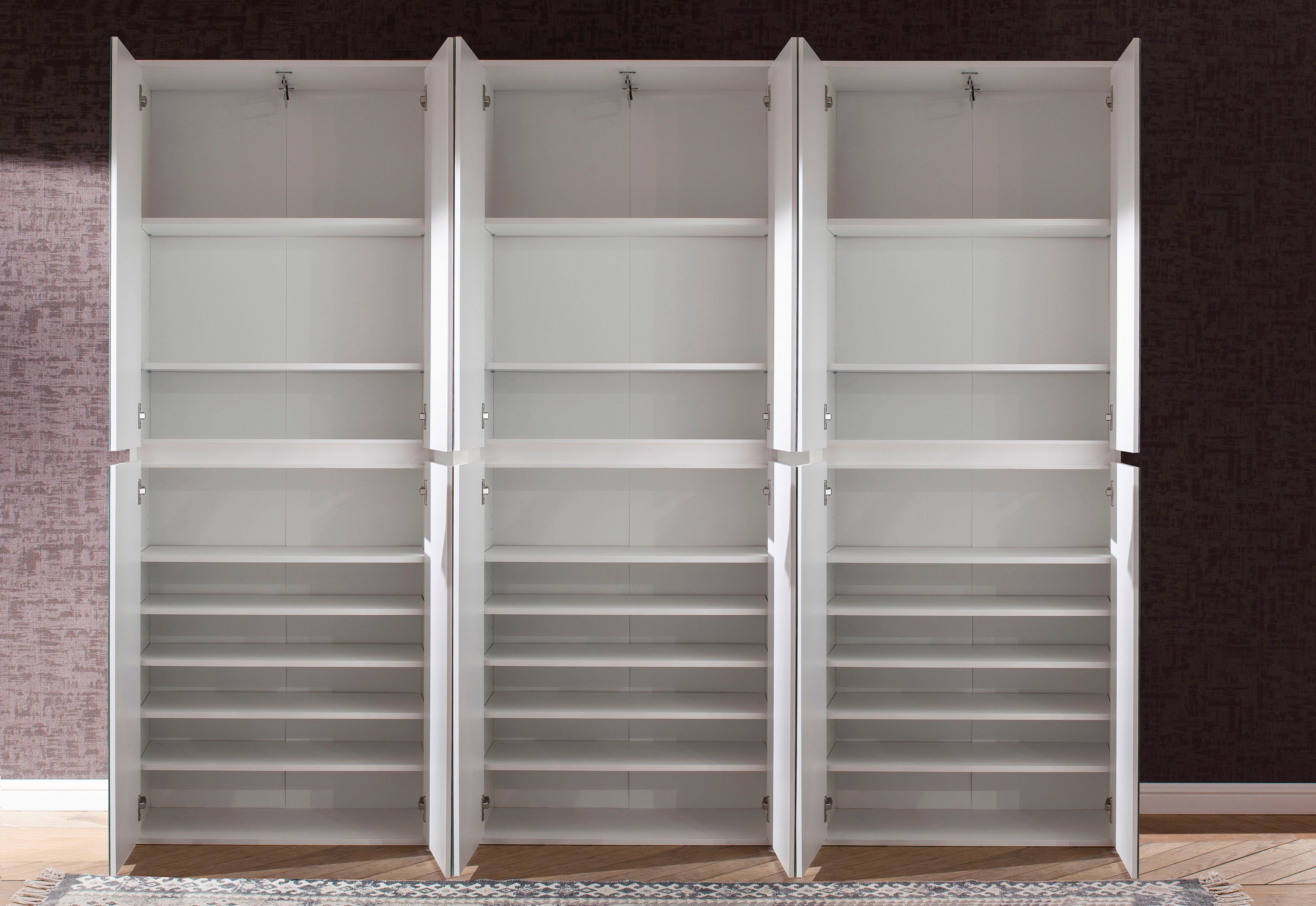 INOSIGN Garderoben-Set Malcesine, (3-St), matt weiß, 3 Garderoben gleichen bzw. Spiegelglasschränken