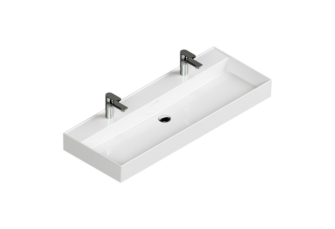 Aqua Bagno Waschbecken Doppwaschbecken 120cm weiß eckig Wandmontage Möbelwaschtisch