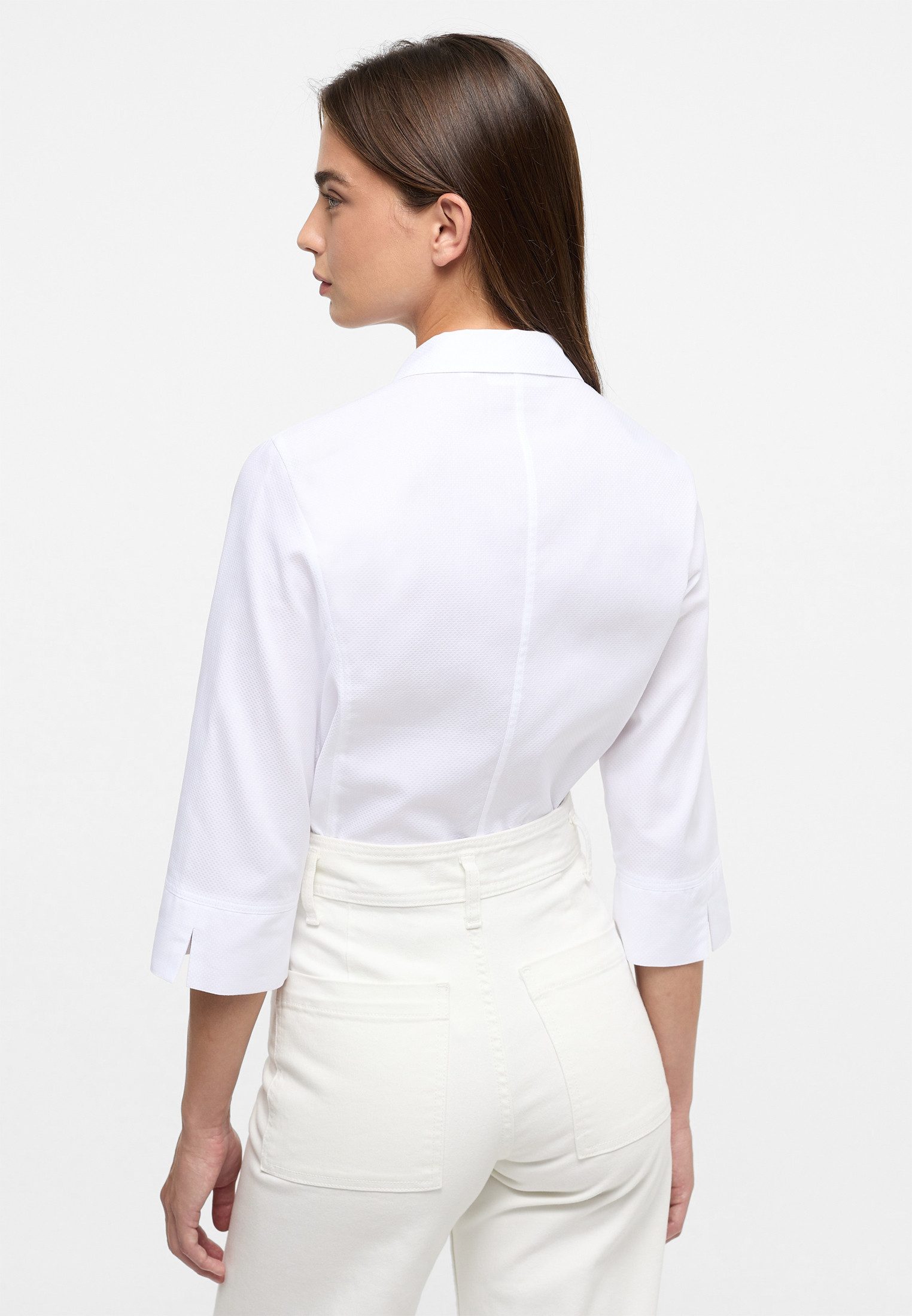 Eterna Blusentop ETERNA CLASSIC FIT 3/4 Arm Bluse weiss strukturiert 7001-00-R786 – Bild 5 von 5