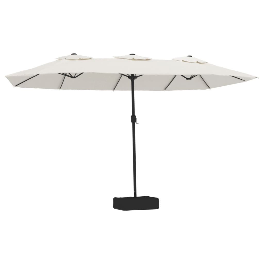 vidaXL Sonnenschirm Doppel-Sonnenschirm mit LED-Leuchten Sandweiß 449x265 cm