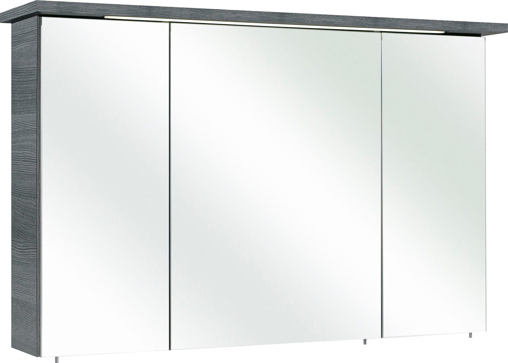 LED-Beleuchtung, Spiegelschrank PELIPAL 328 Breite 115 cm, 3-türig, Steckdosenbox eingelassene Quickset