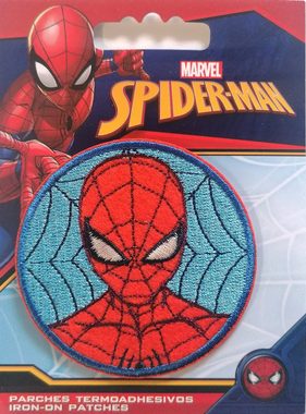 MARVEL Aufnäher Bügelbild, Aufbügler, Applikationen, Patches, Flicken, zum aufbügeln, Polyester, Spiderman Comic Kopf Netz - Größe: 5,9 x 5,9 cm