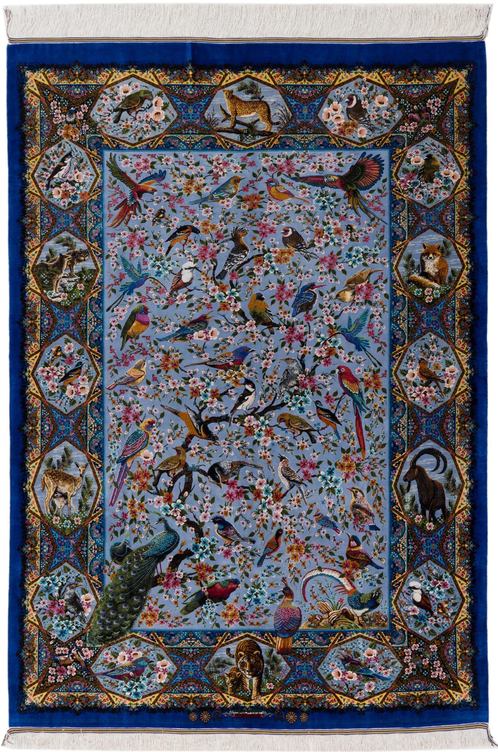 Nain Trading Seidenteppich Ghom Seide Signiert Persian 146x207 Handgeknüpfter Orientteppich, rechteckig, Höhe: 4 mm