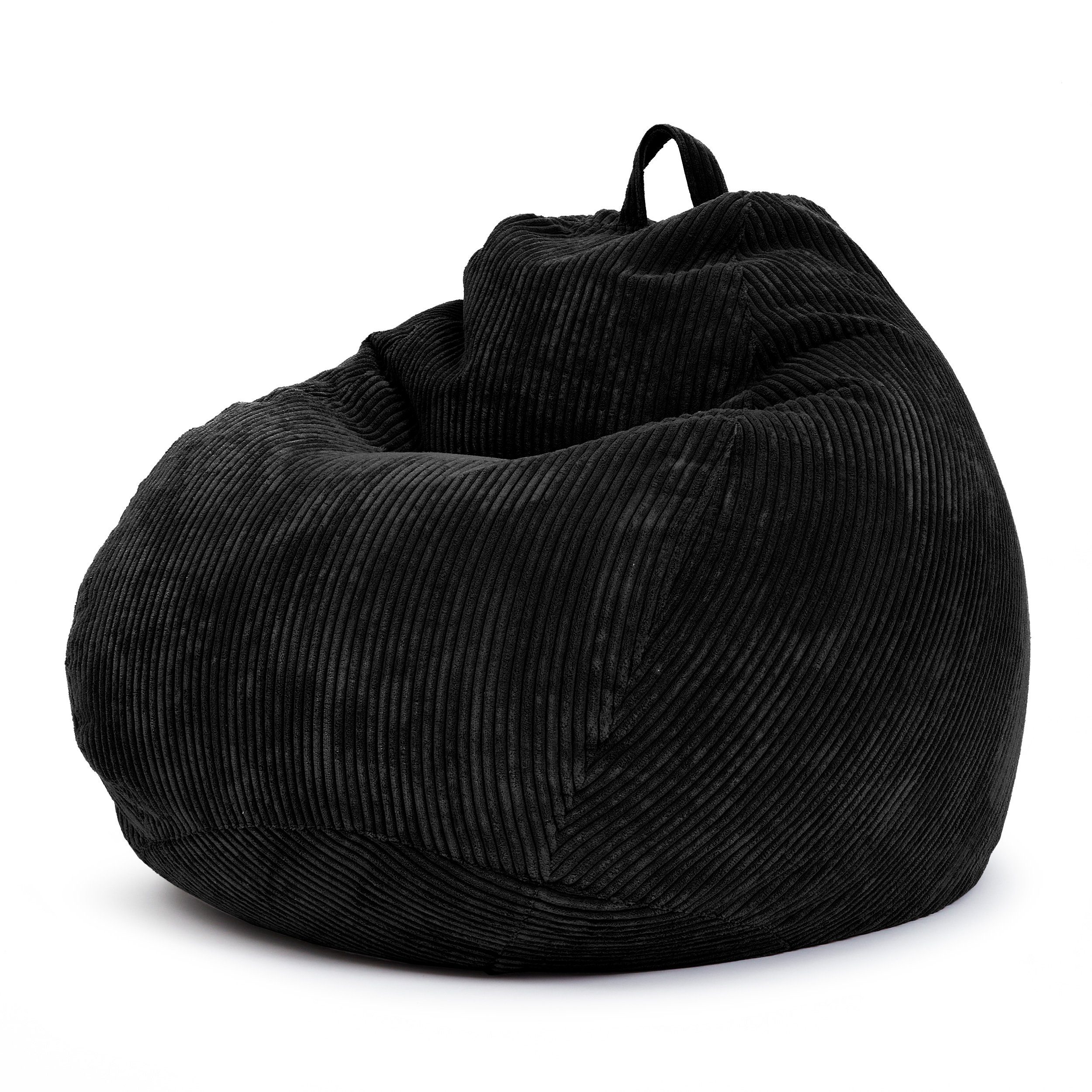 Green Bean Sitzsack Scoop Cord (Indoor Sitzsack 90x110cm EPS-Perlen Füllung & Cordstoff, Kuschelig Weich Waschbar - Drinnen Bodenkissen Liegekissen Sitzkissen), Sitzhocker Relax-Sessel Kinder Erwachsene Stoff Schwarz