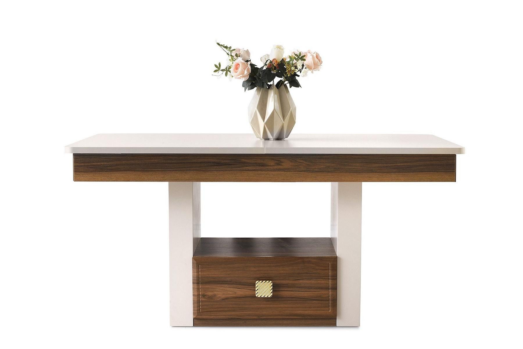 JVmoebel Esstisch Luxus Esszimmertisch Esstisch Tisch Weiß Holztisch Ausziehbar (1-St., Esstisch), Made in Europa