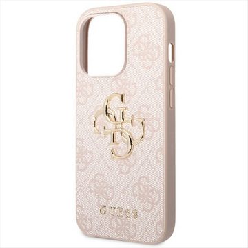 Guess Smartphone-Hülle Guess Apple iPhone 15 Pro Schutzhülle Cover Hülle 4G Metal Logo Pink