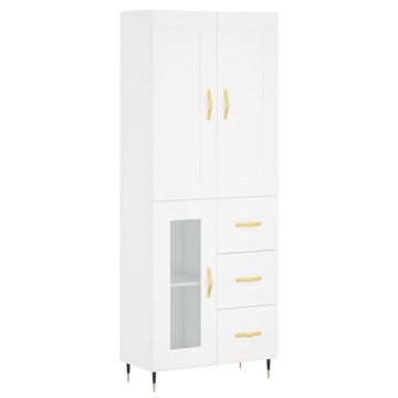 vidaXL Highboard Highboard Weiß 69,5x34x180 cm Spanplatte Glas Vitrine