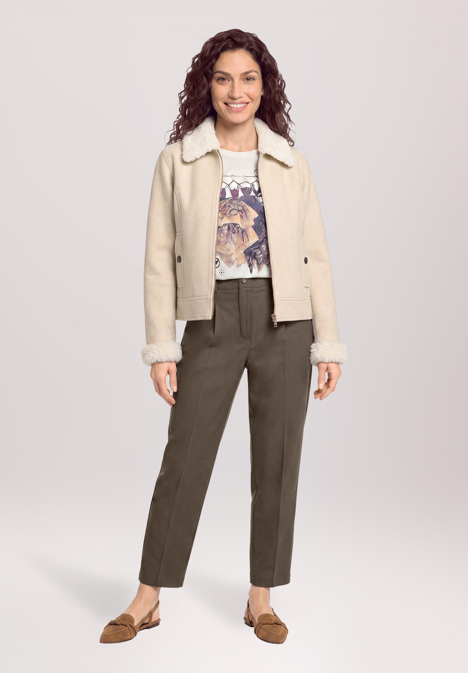 Cartoon Canvasjacke Damen mit Kragen