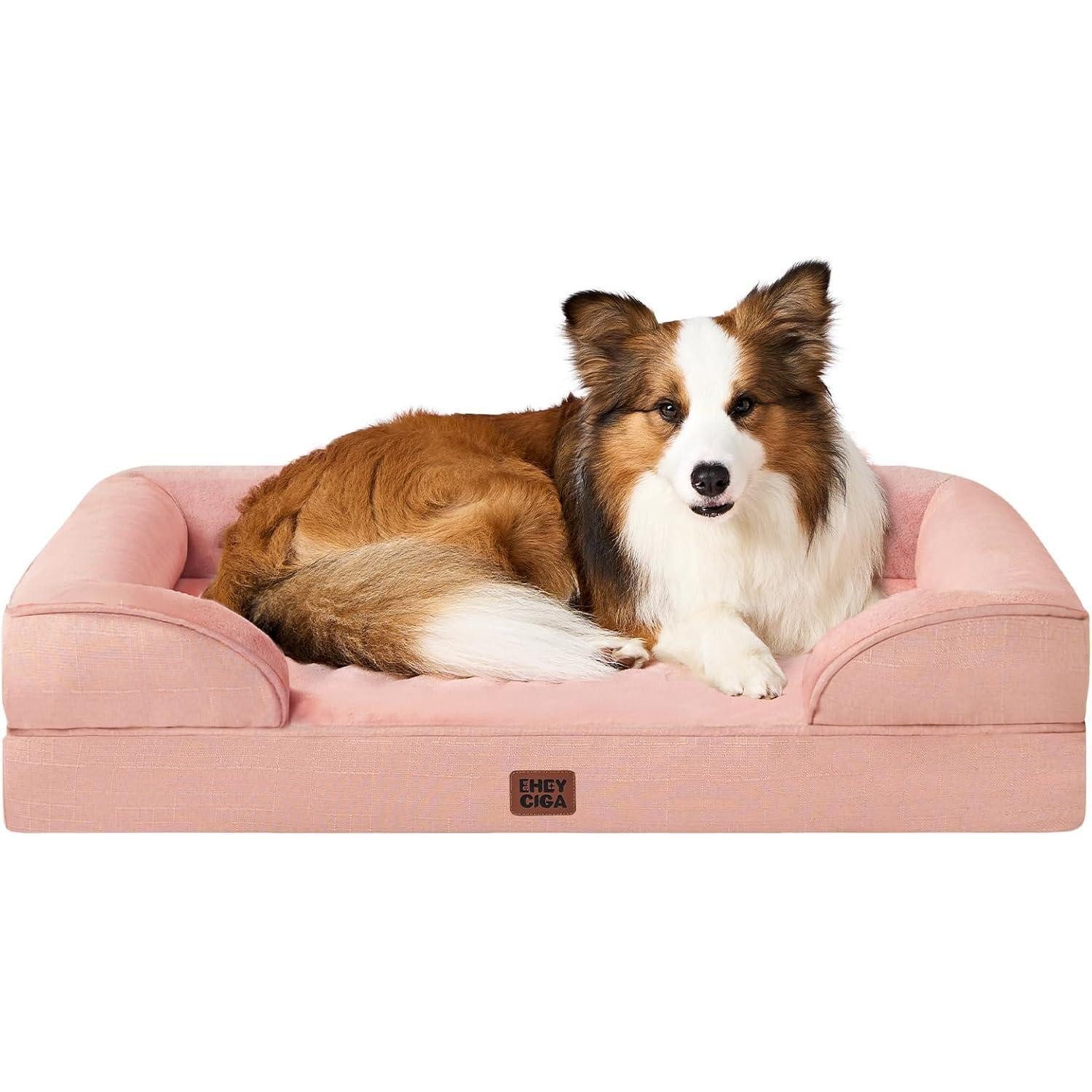 LuxusKollektion Hundebett Hundebett Orthopädisches Memory Foam L 104 x B 69 x H 17 cm Rosa
