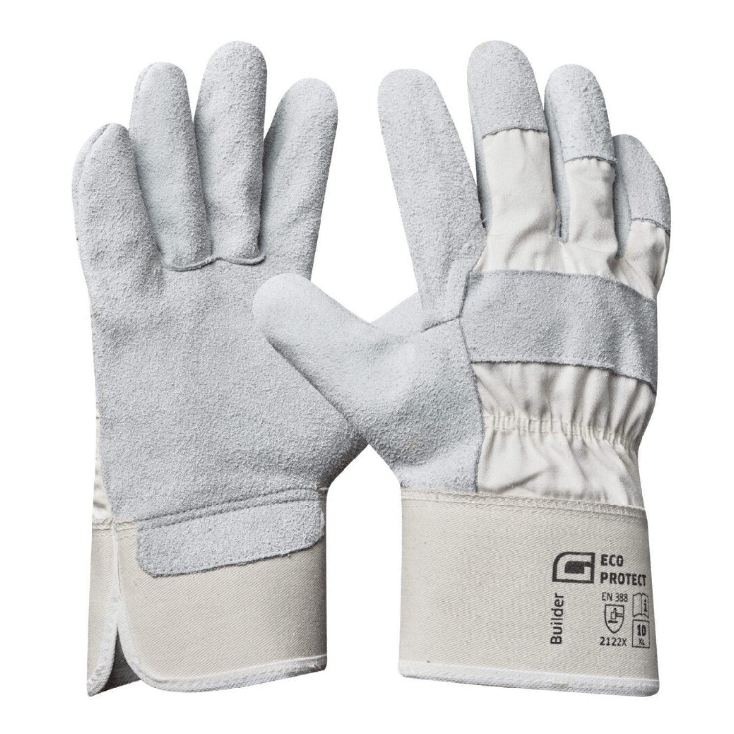 Gebol Arbeitshandschuhe Builder robuster Rindsspaltleder Handschuh Lederstärke ca. 1 mm (12-St)