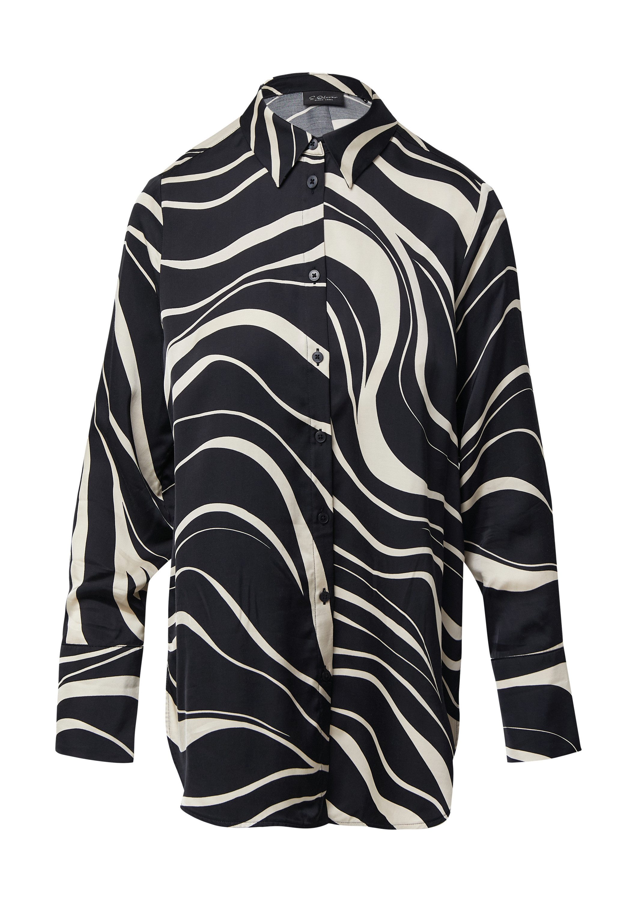 s.Oliver Langarmbluse Bluse Hemdbluse mit All-over-Print günstig online kaufen