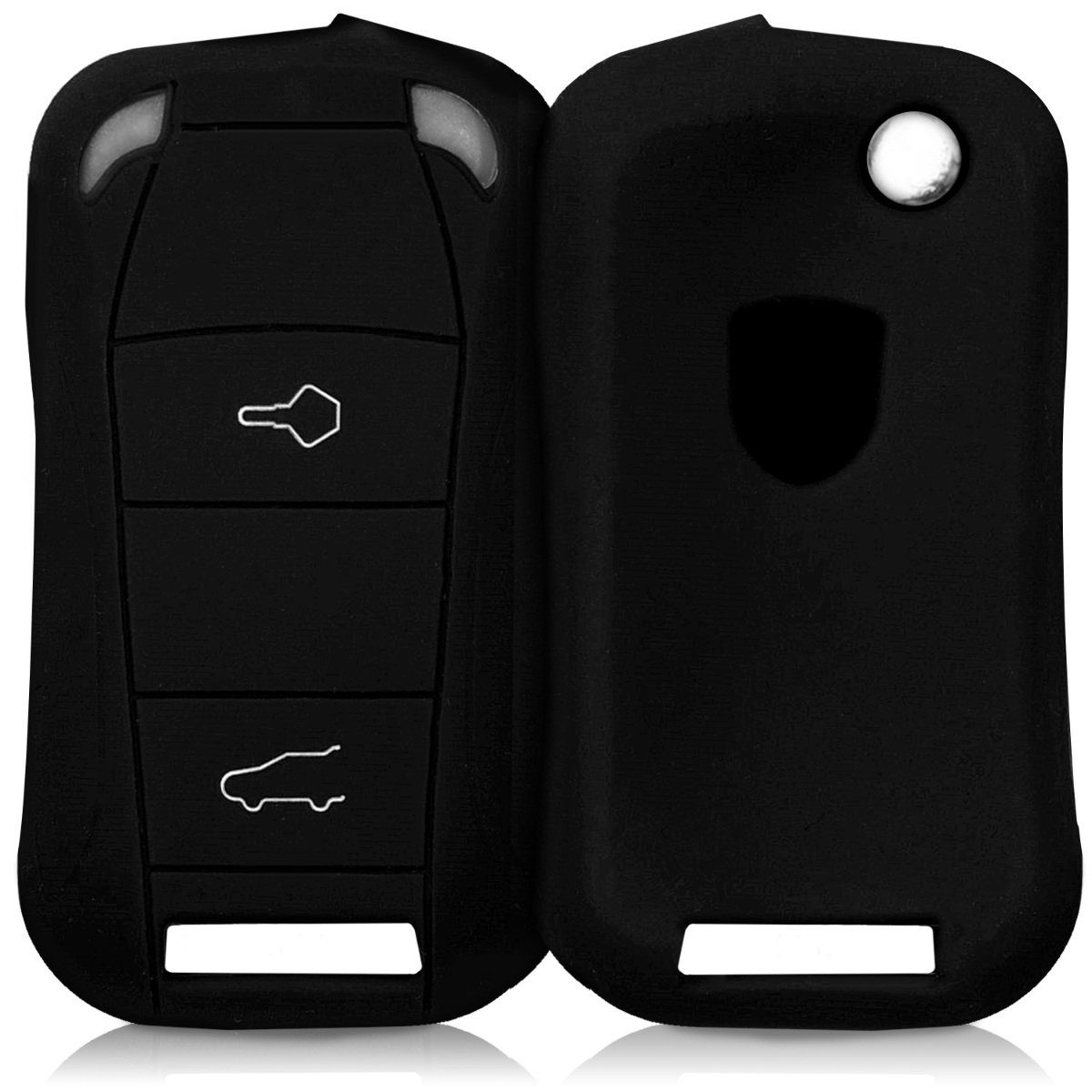 kwmobile Schlüsseltasche Autoschlüssel Silikon Hülle für Porsche, Schlüsselhülle Schlüssel Case Cover Schwarz