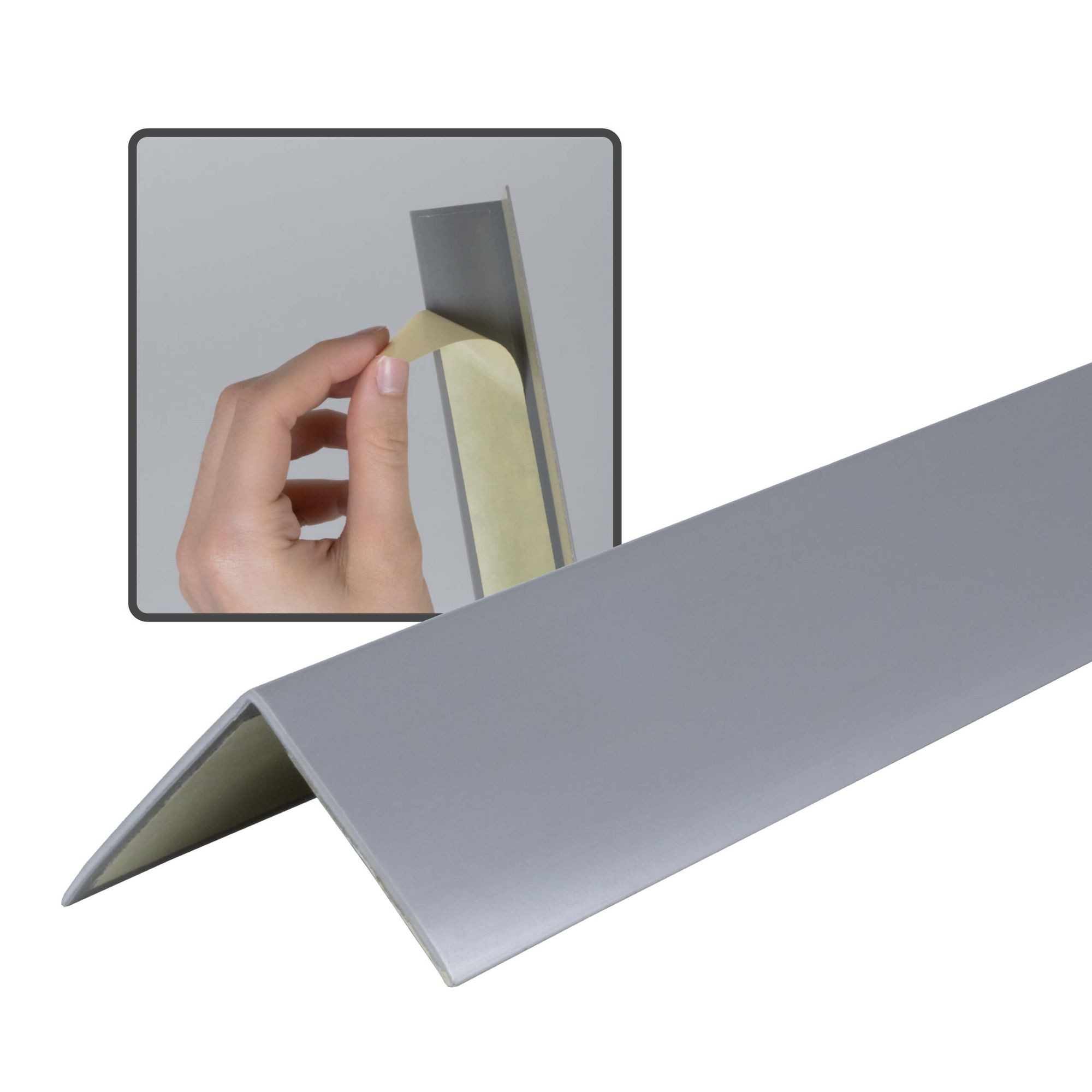 Dalsys Winkelprofil (Winkelprofil selbstklebend PVC 30x30mm, 100cm Grau Eckschutzprofil, 1-St., Eckleiste, hoher Kantenschutz Wand), für Wohn- und Arbeitsbereich sowie Garage geeignet