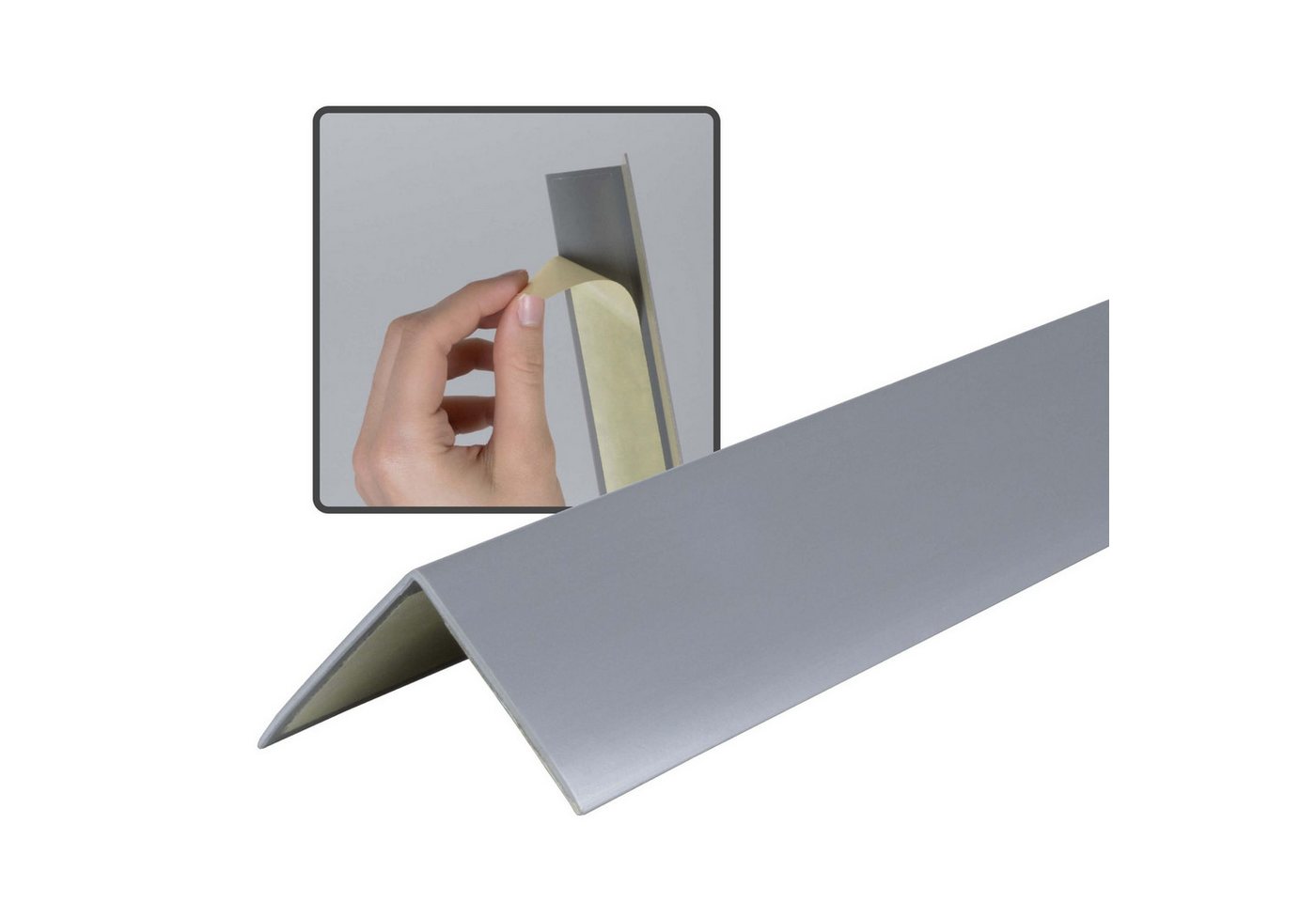 Dalsys Winkelprofil (Winkelprofil selbstklebend PVC 30x30mm, 100cm Grau Eckschutzprofil, 1-St., Eckleiste, hoher Kantenschutz Wand), für Wohn- und Arbeitsbereich sowie Garage geeignet