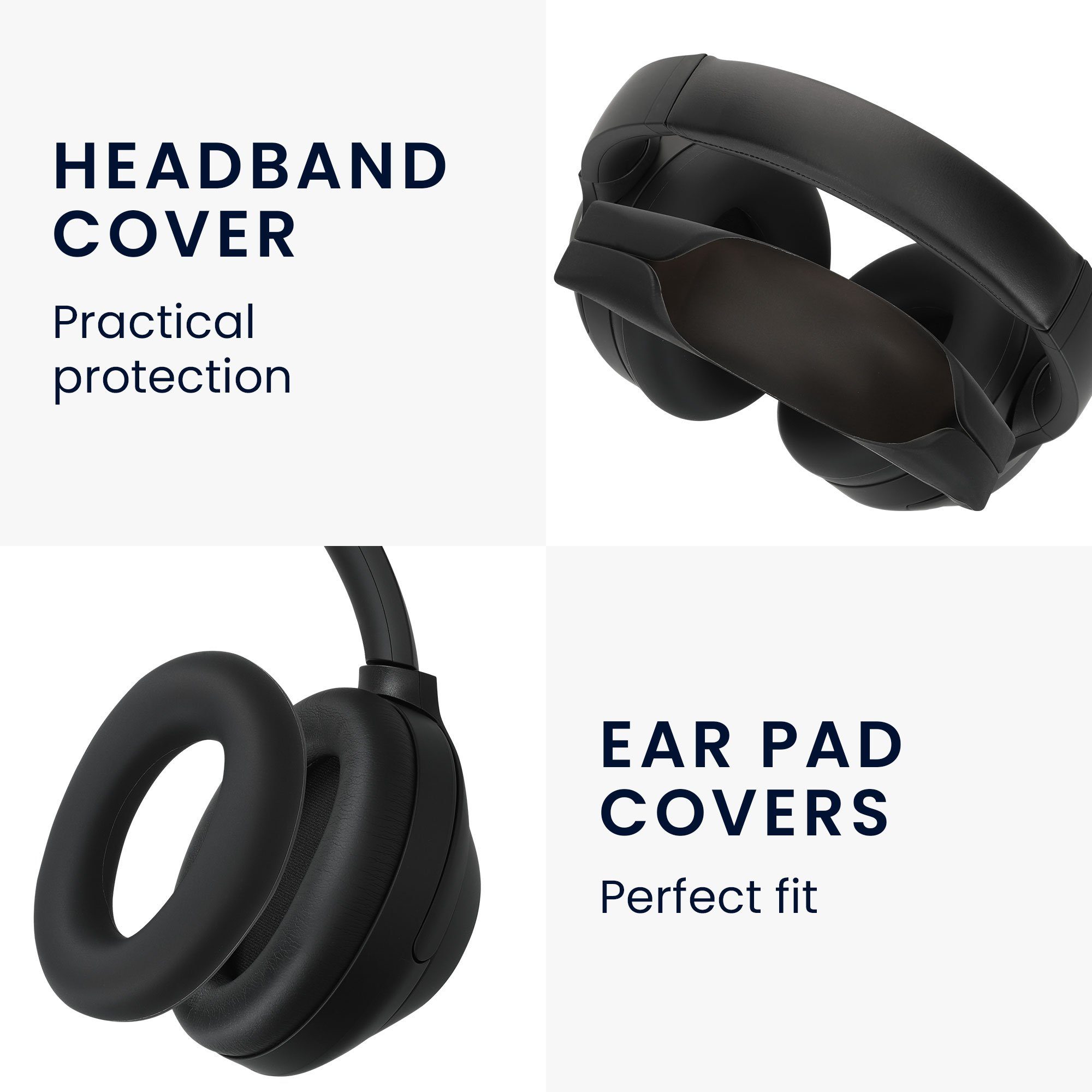 kwmobile Etui Kopfband Abdeckung Ohrpolster Set für Sennheiser MOMENTUM 4 Wireless, Headband Case - Kopfhörer Ersatz Polster - Schutz in Schwarz
