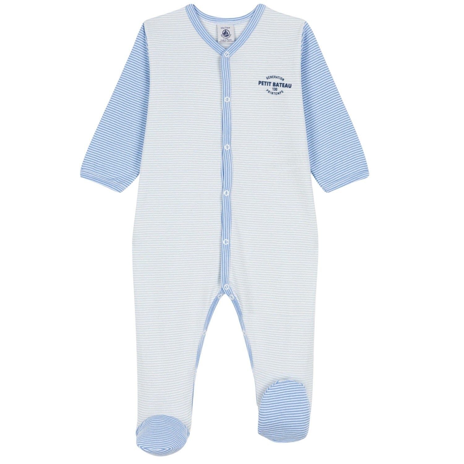 Strampler Petit Bateau Ringelstrampler blau aus Bio-Baumwolle