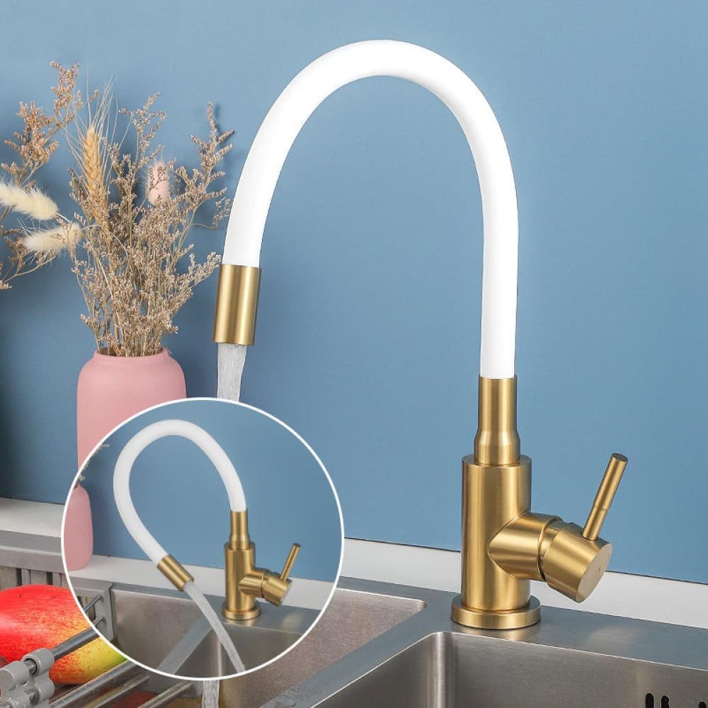 Faizee Home Waschtischarmatur Flexibel Weiß Gold günstig online kaufen