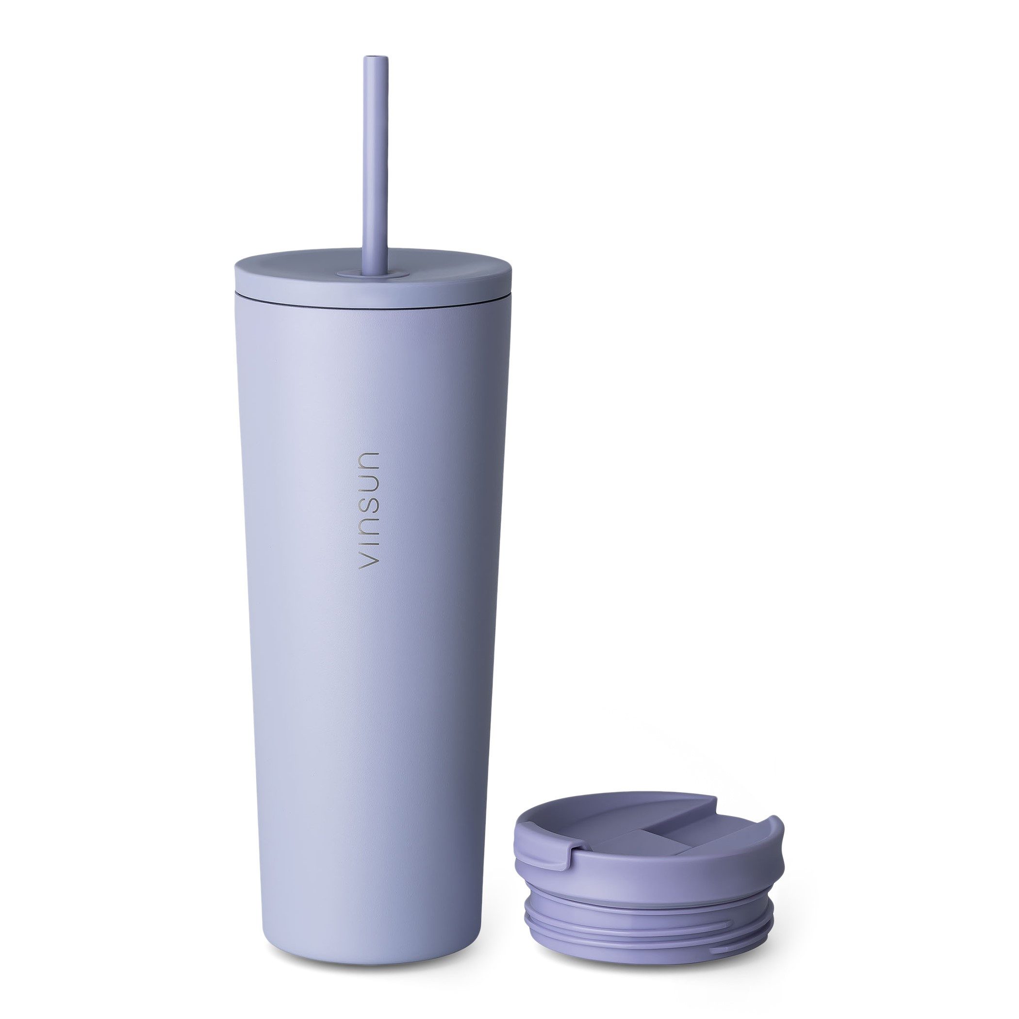 Vinsun Thermobecher Edelstahl Becher mit Strohhalm 720ml - Isolierbecher auslaufsicher, 4-tlg., Edelstahl, Doppelwandig isoliert, BPA frei, bruchfest, Kalt- und Heißgetränke