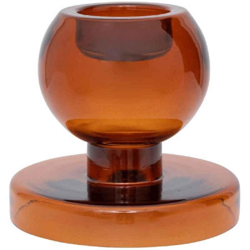 Urban Nature Culture Kerzenhalter Kerzenhalter Both Sides Recycled Glass Apricot Orange (11x10cm)