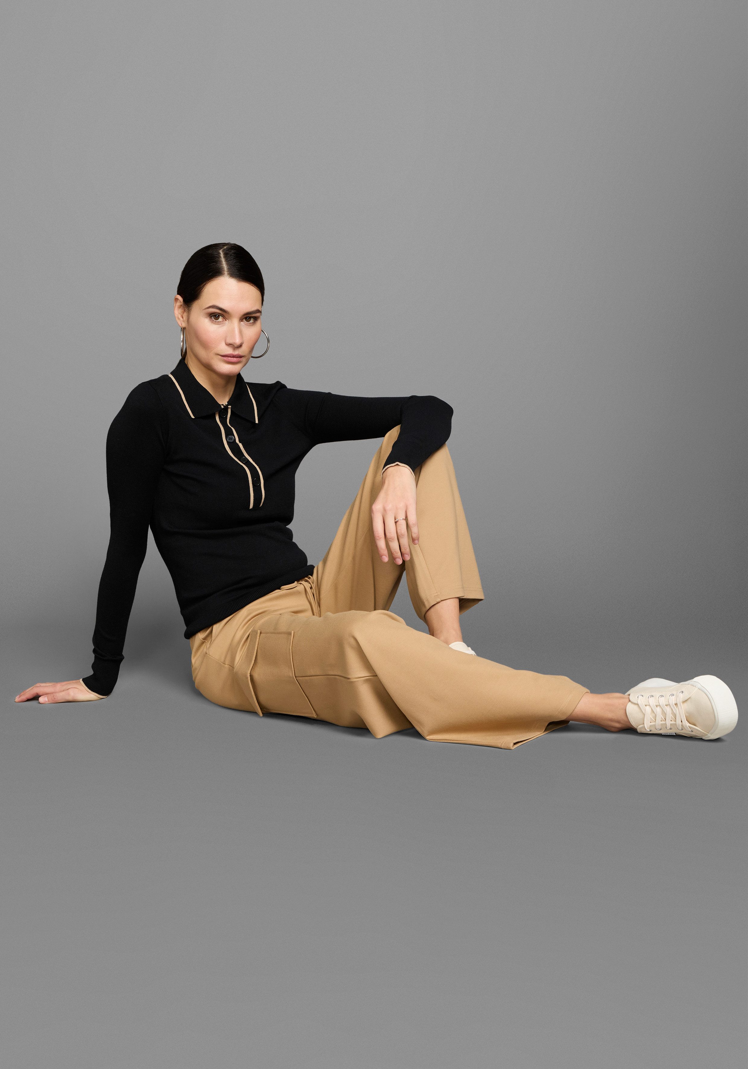 HECHTER PARIS Polokragenpullover mit dezenter Knopfleiste