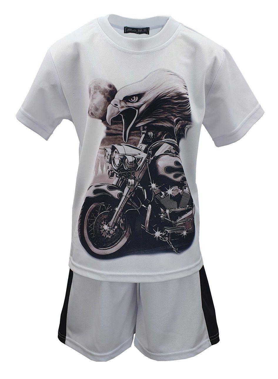 Fashion Boy T-Shirt & Shorts JS100 Sommer + Jungen Weiß T-Shirt Set Shorts