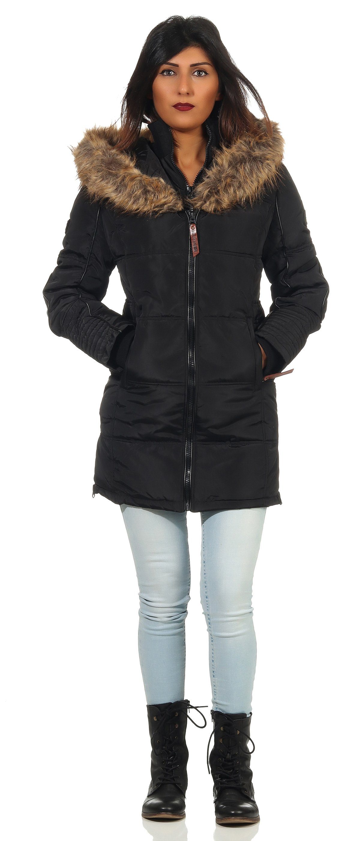 Geographical Norway Winterjacke Damen Outdoor Jacke G-Blustery by leyoley in Unifarbe, mit XXL-Kapuze