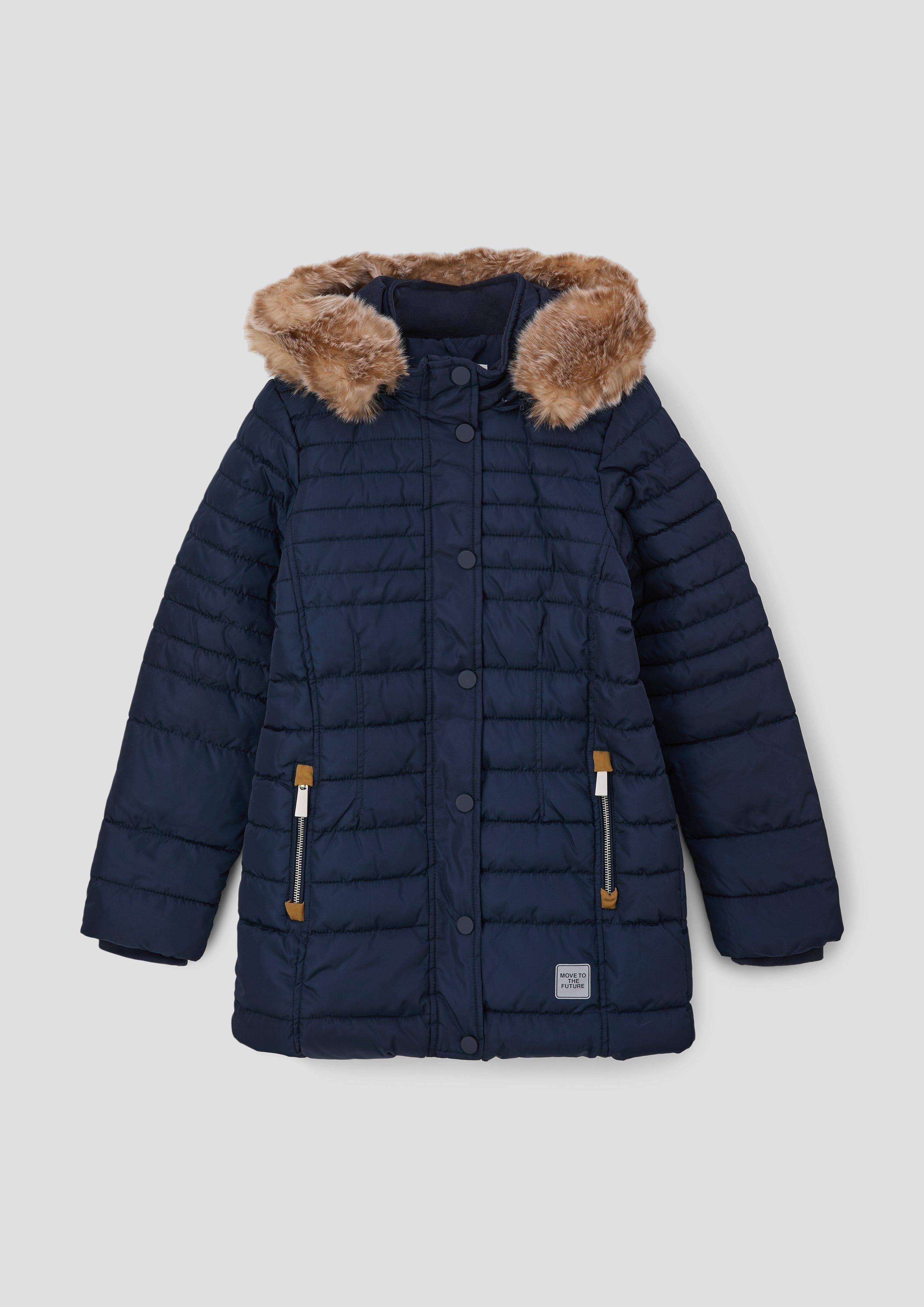 s.Oliver Kunstfellblende mit Steppjacke navy Funktionsmantel