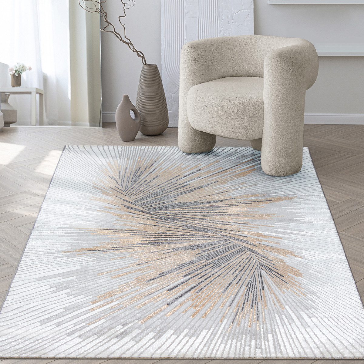 the carpet Teppich Mila, rechteckig, Höhe: 8 mm, moderner Wohnzimmer Teppich elegant glänzender Flor