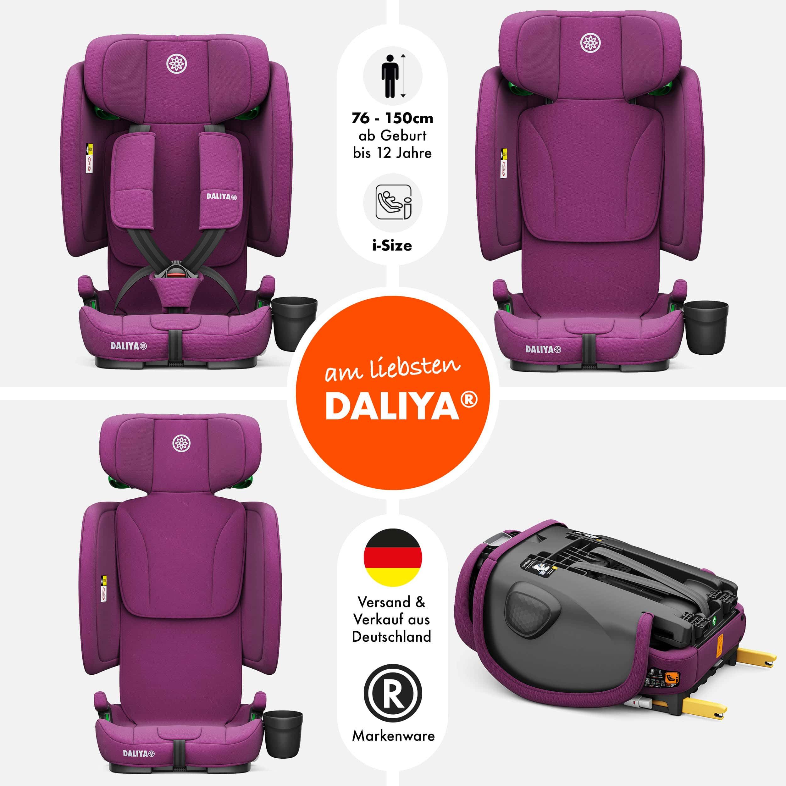 Daliya® Autokindersitz JOYMAX i-Size Auto-Kindersitz, ISOFIX, für Kinder 76-150 cm, 9-36 kg, ab: 1,5 Jahren, bis: 10 Jahre, ab: 76 cm, bis: 150 cm, (3-tlg), ISOFIX, Top Tether, faltbar, verstellbare Kopfstütze und Rückenlehne