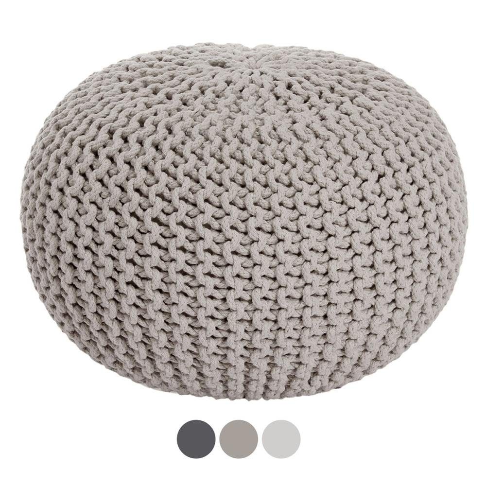 soma Sessel Strickhocker Pouf Sitzpouf Sitzpuff Grobstrick-Optik Ø 45 cm Höhe 30, Stuhl Sessel Sitzplatz Sitzmöbel