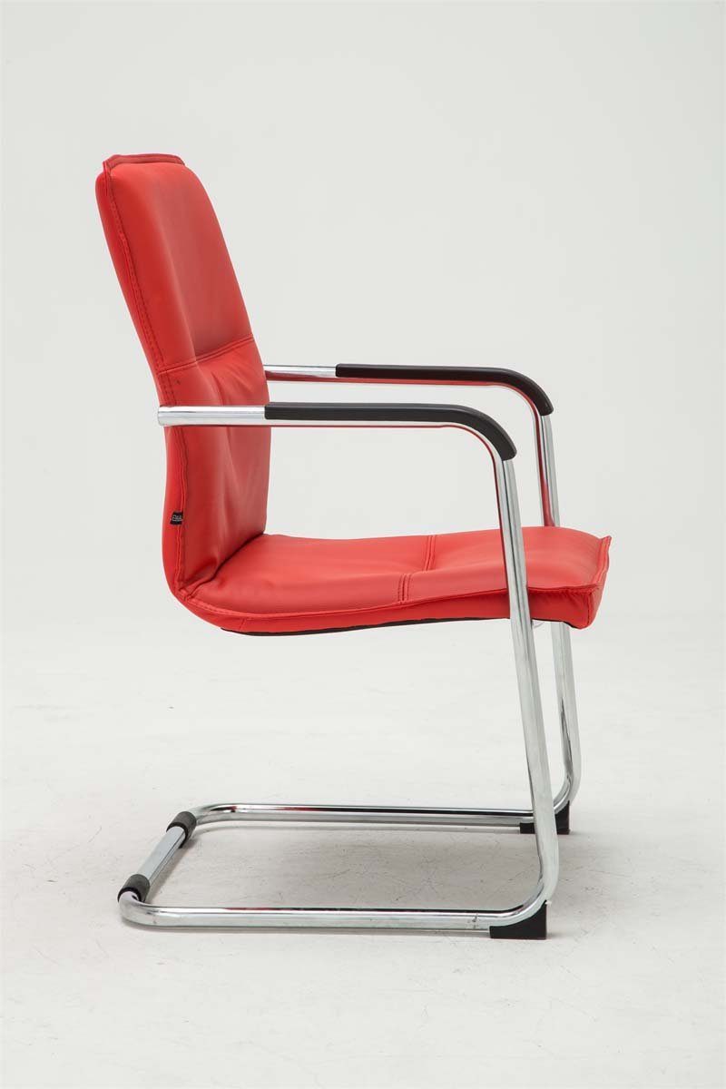 rot mit Sitzfläche: Wohnzimmerstuhl, Metall Gestell: Sean (Küchenstuhl Konferenzstuhl 2 St), chrom - gepolsterter - Kunstleder - Besucherstuhl TPFLiving Sitzfläche - Esszimmerstuhl hochwertig