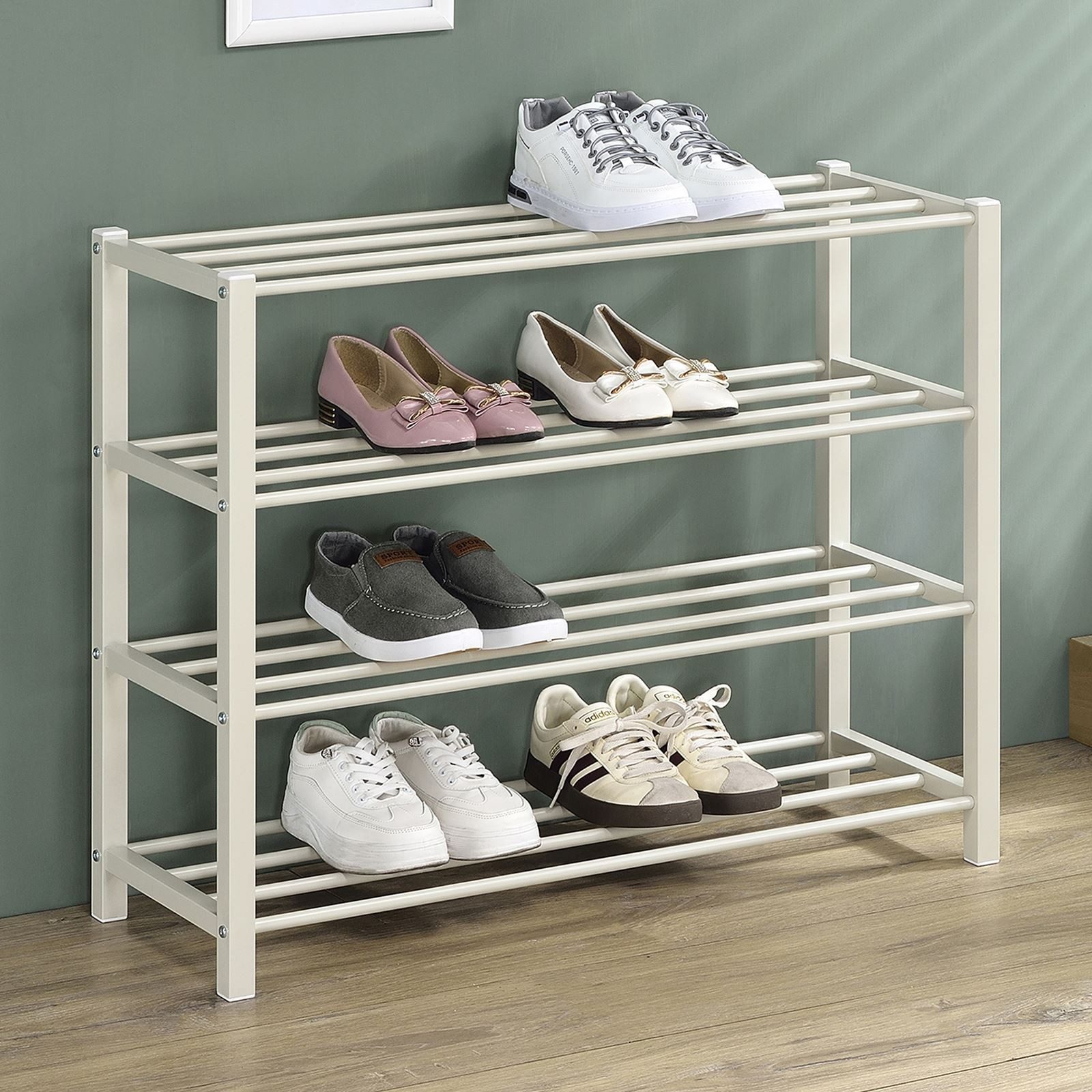 IDIMEX Schuhregal NAVAN, Schuhaufbewahrung aus Metall mit 4 Ablagen beige günstig online kaufen
