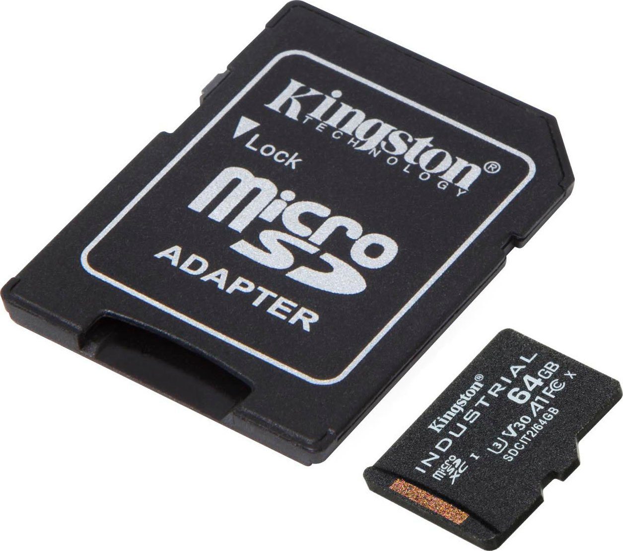 Kingston INDUSTRIAL microSD 64GB + SD Adapter Speicherkarte (64 GB, UHS-I Class 10, 100 MB/s Lesegeschwindigkeit)