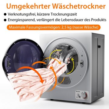 COSTWAY Ablufttrockner, 2,5 kg, 4 Trocknungsmodi, 2 Heizstufen, 2,5kg, 42L, 850W