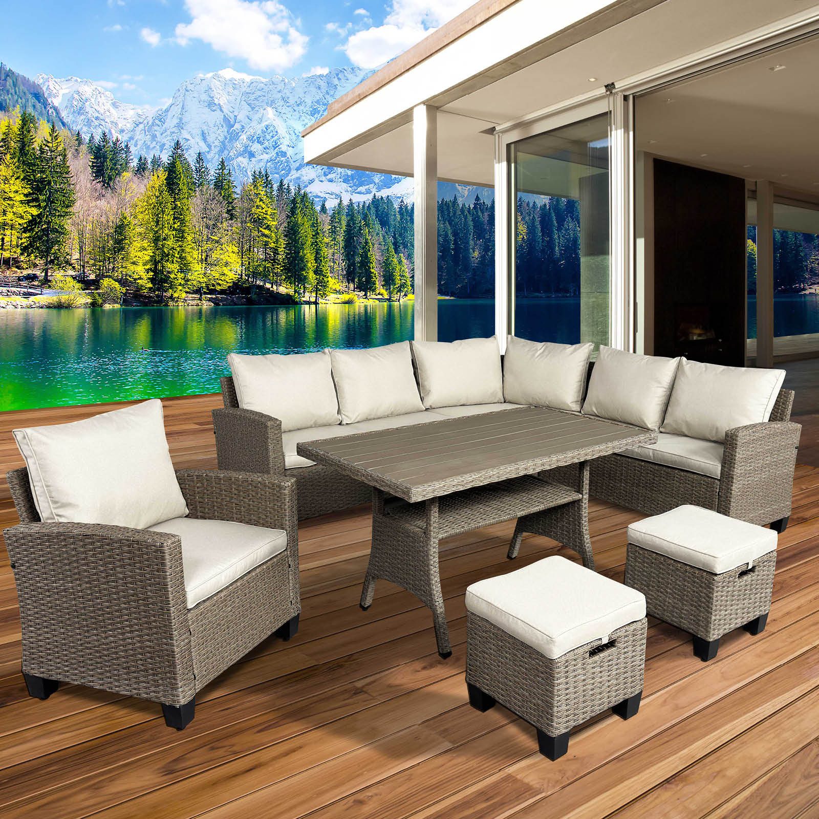 BRAST Gartenlounge-Set Hacienda, bis zu 10 Personen, viele Farben inkl. Kissen & Abdeckung, (1-tlg), TÜV geprüft Outdoor Loungemöbel
