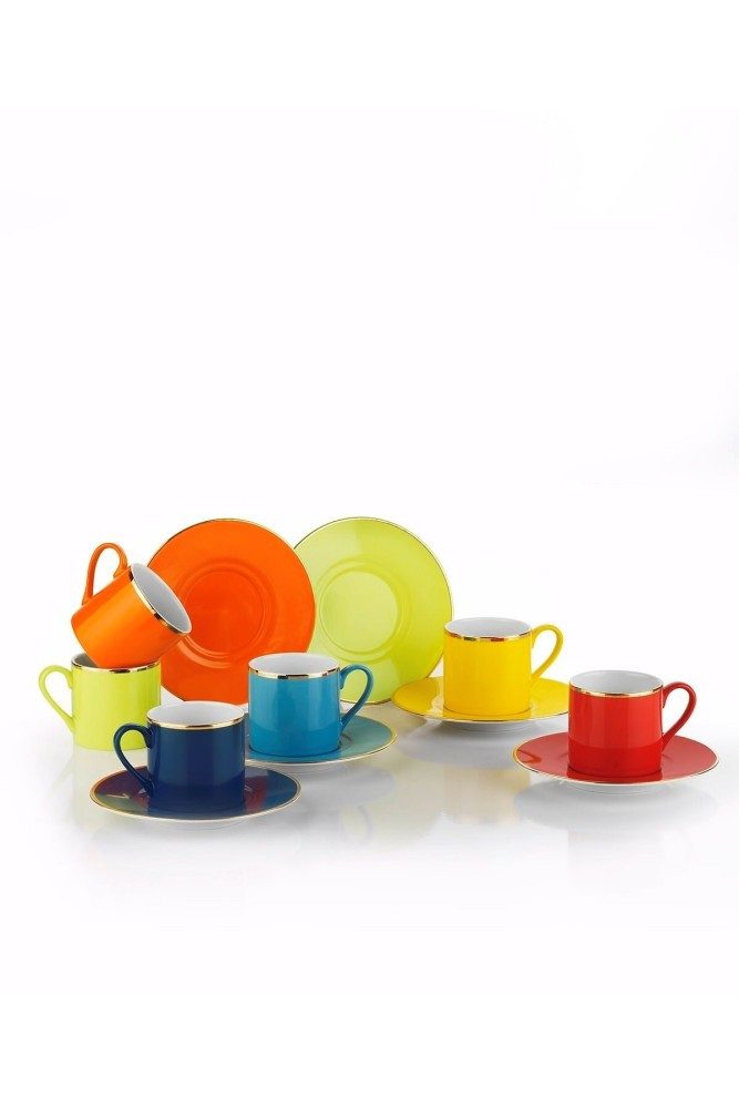Kütahya Porselen Kaffeeservice Rüya 12-tlg. Kaffeeset für 6 Personen – Bunt & Elegan