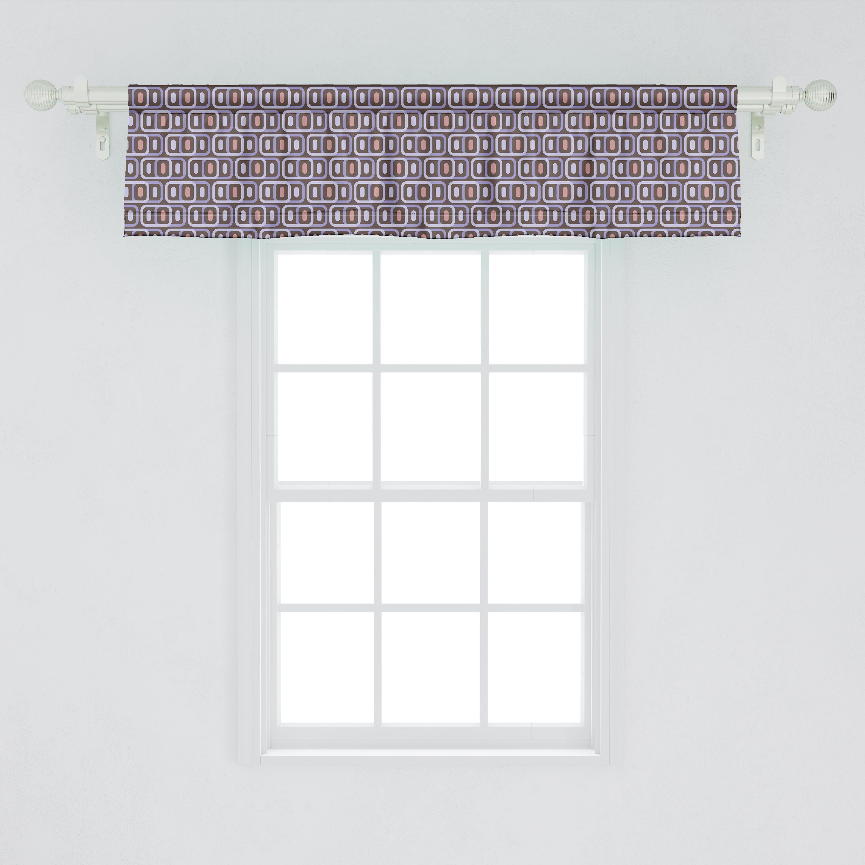 Abstrakt Motive Scheibengardine mit Küche Stangentasche, Volant Vorhang Microfaser, Abakuhaus, Schlafzimmer Dekor Geometrische für Retro