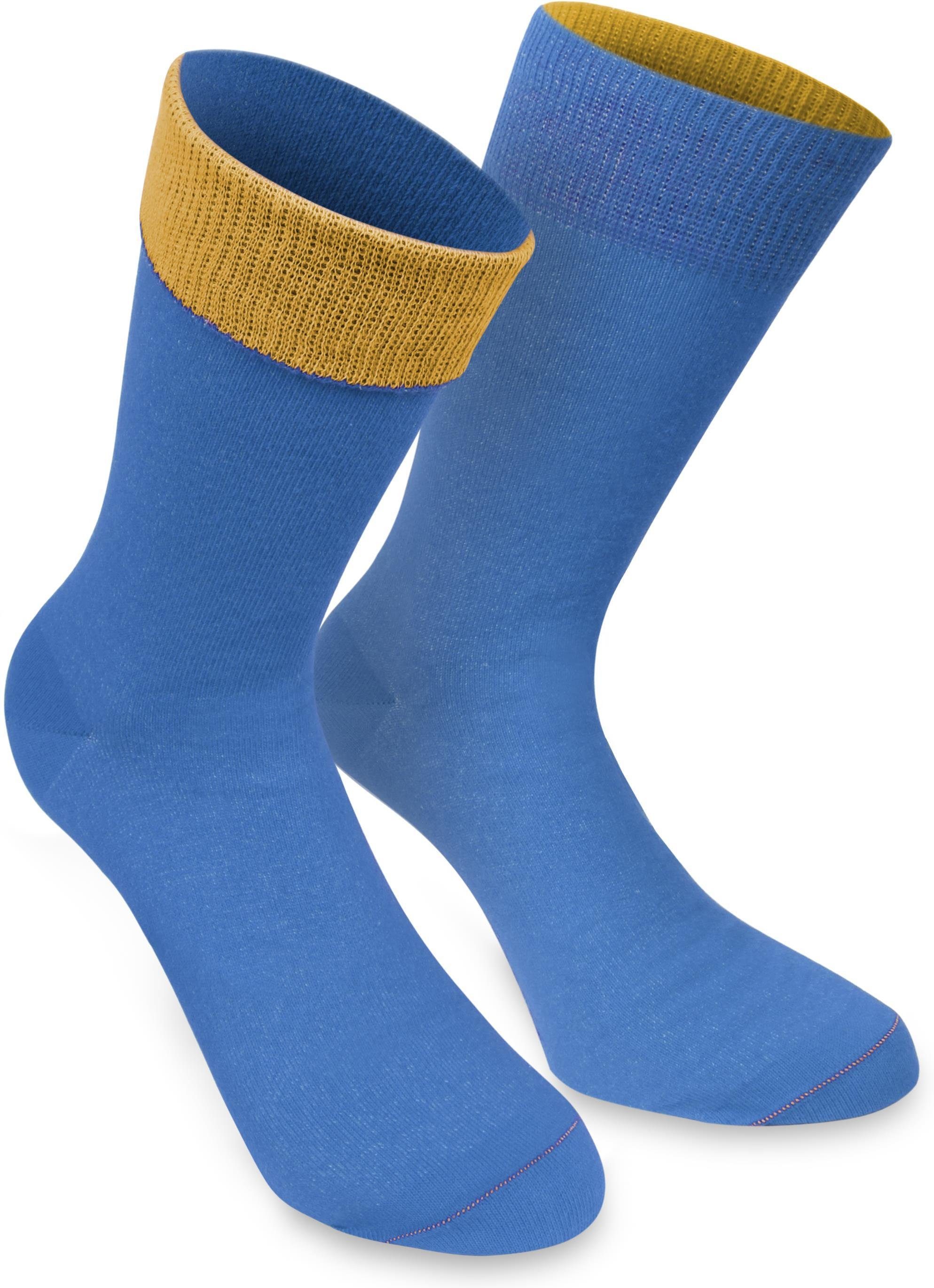 farbig Basicsocken normani Himmelblau/Aprikose (1 abgesetzter Bi-Color Socken Paar) Bund 1 Paar