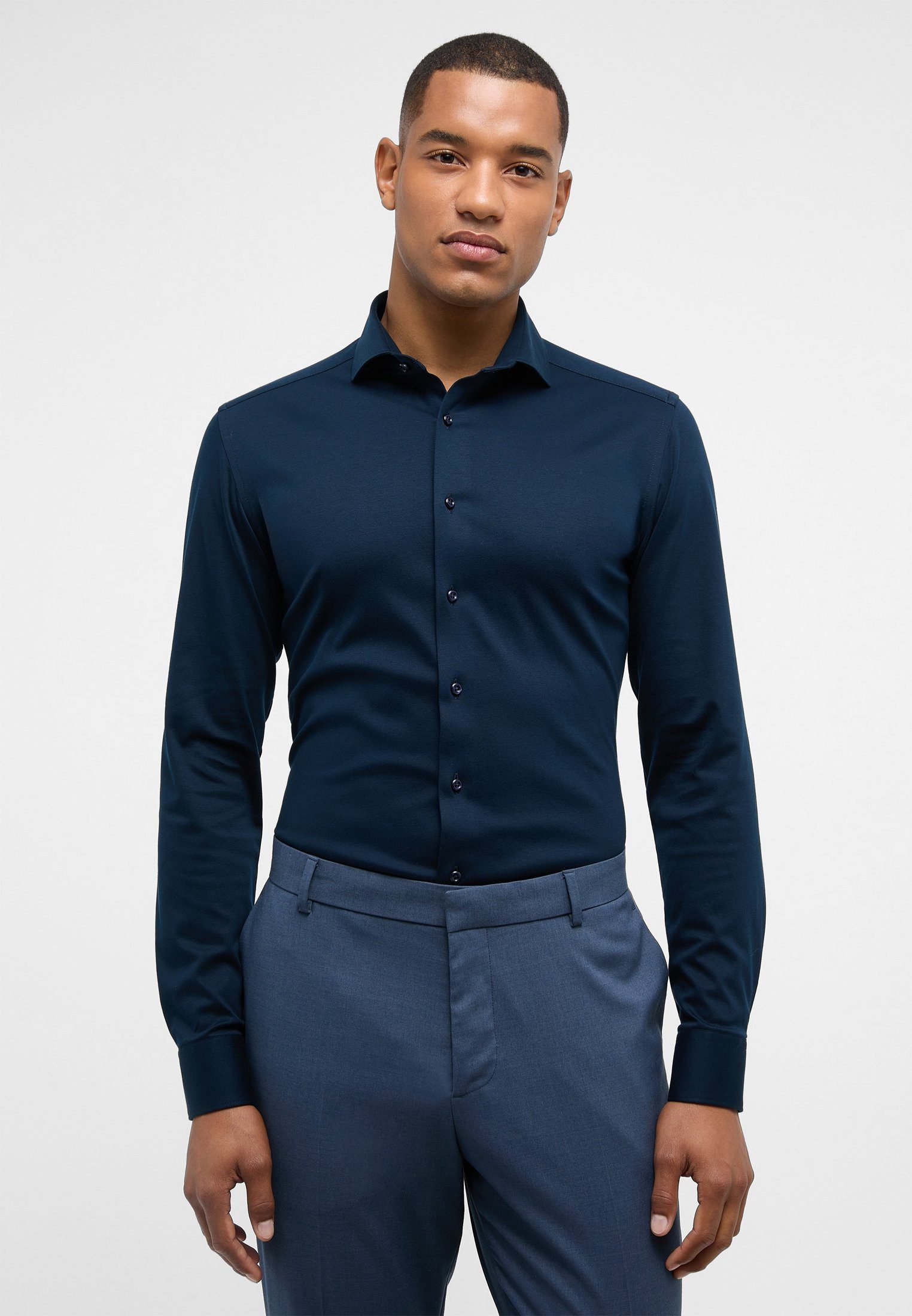 Eterna Langarmhemd SLIM FIT dunkelblau